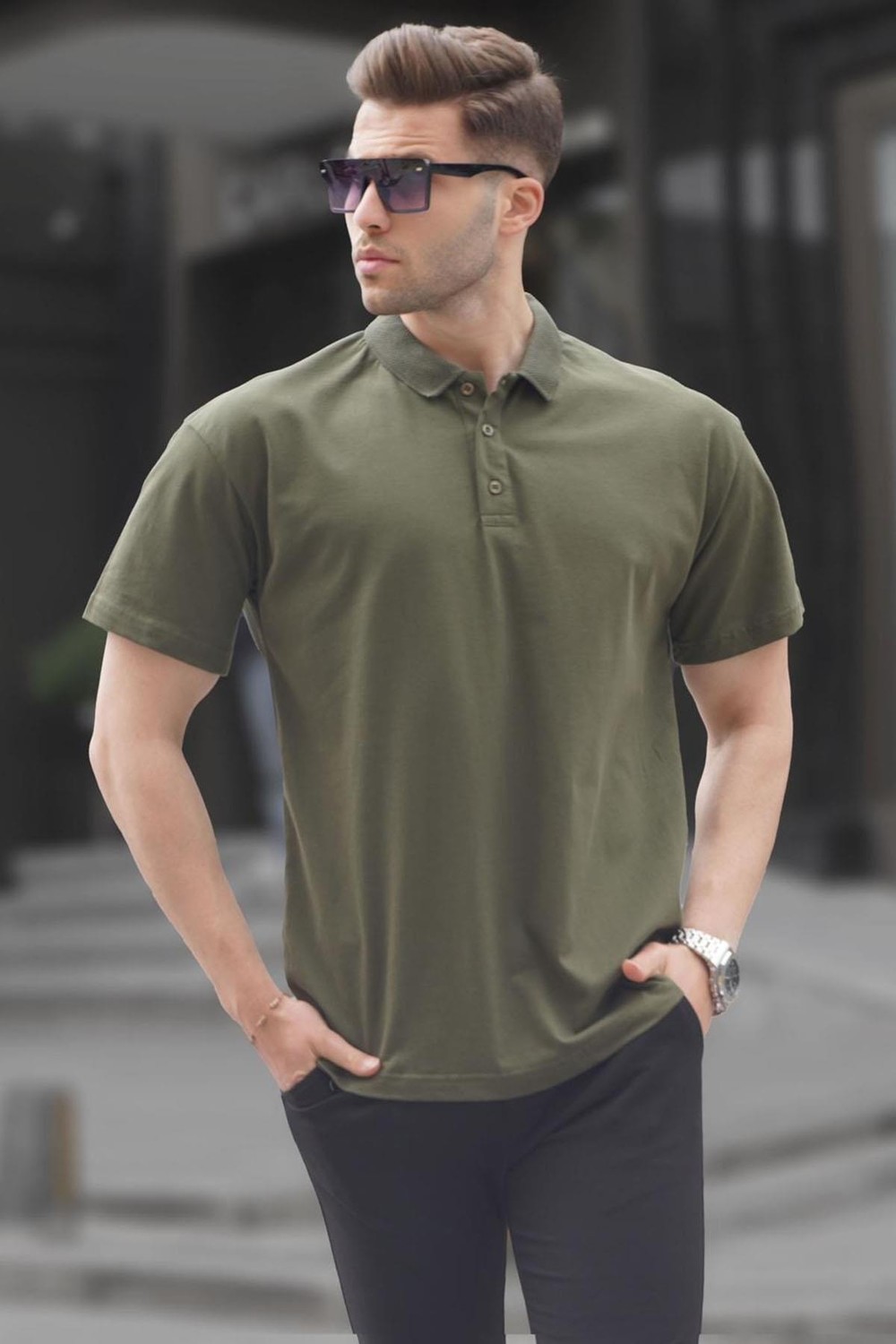 Madmext Polo T-shirt - Khaki - Slim fit