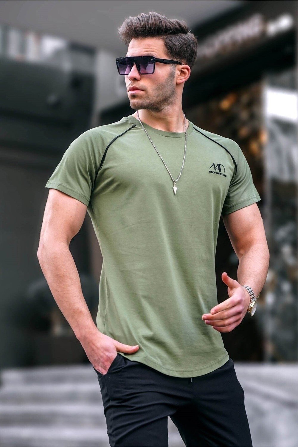 Madmext T-Shirt - Khaki - Fitted