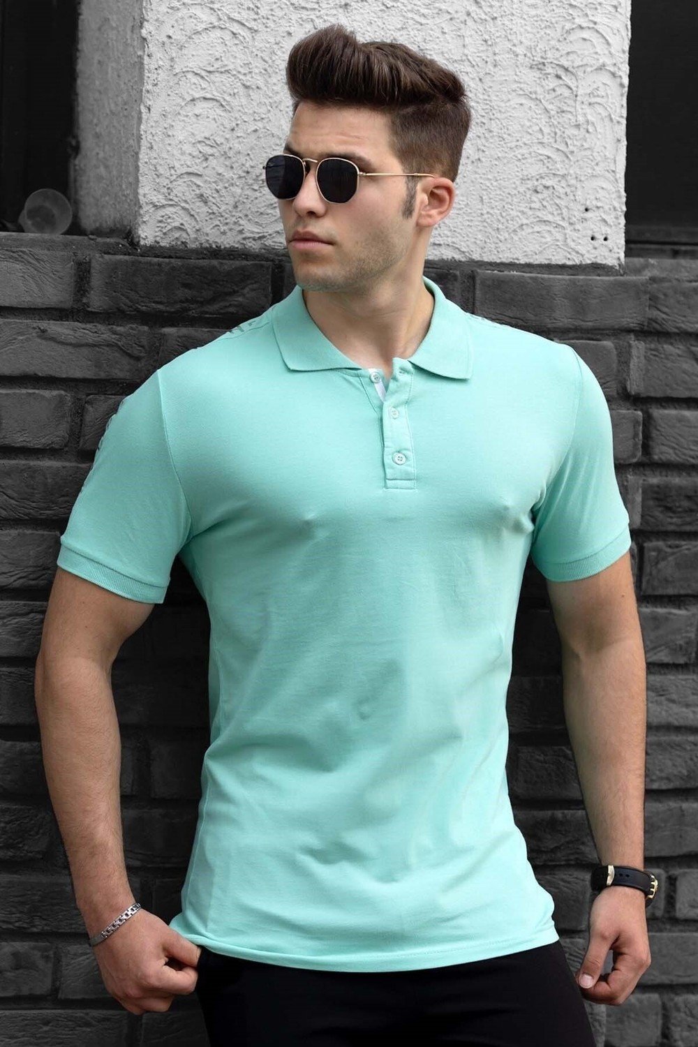 Madmext Polo T-shirt - Turquoise - Regular fit