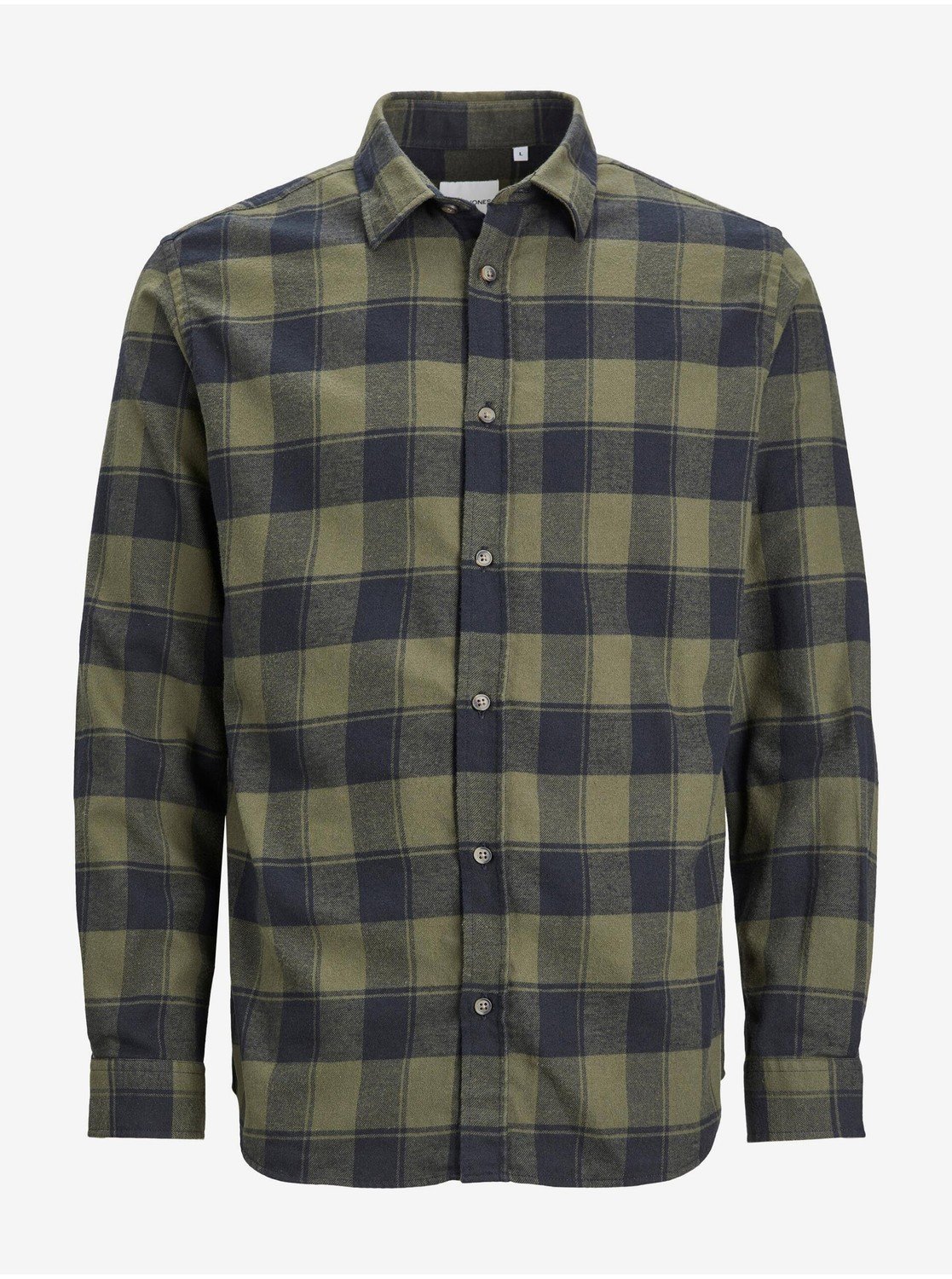 Tmavě zelená pánská kostkovaná košile Jack & Jones Plain - Pánské