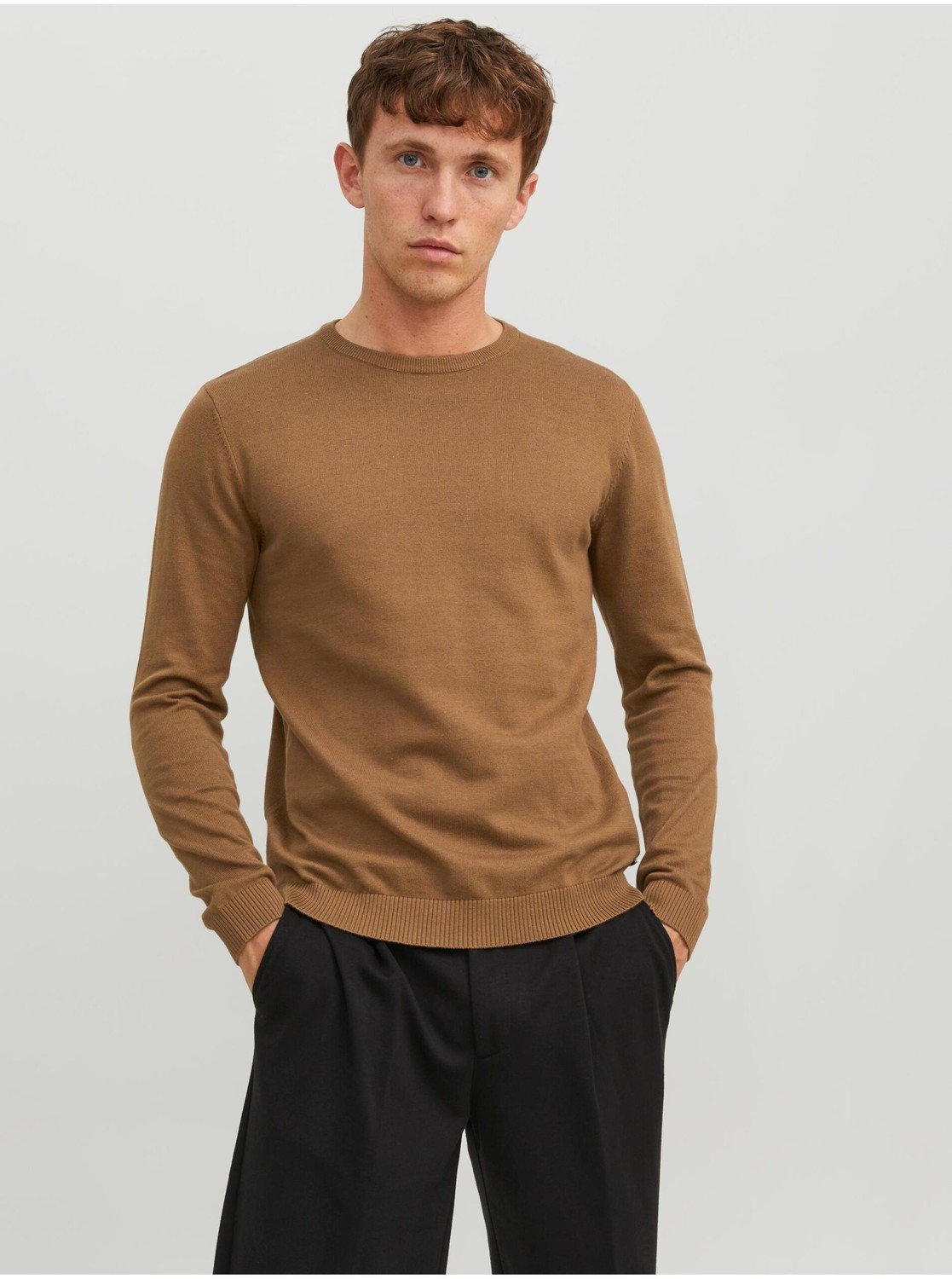 Hnědý pánský basic svetr Jack & Jones Basic - Pánské