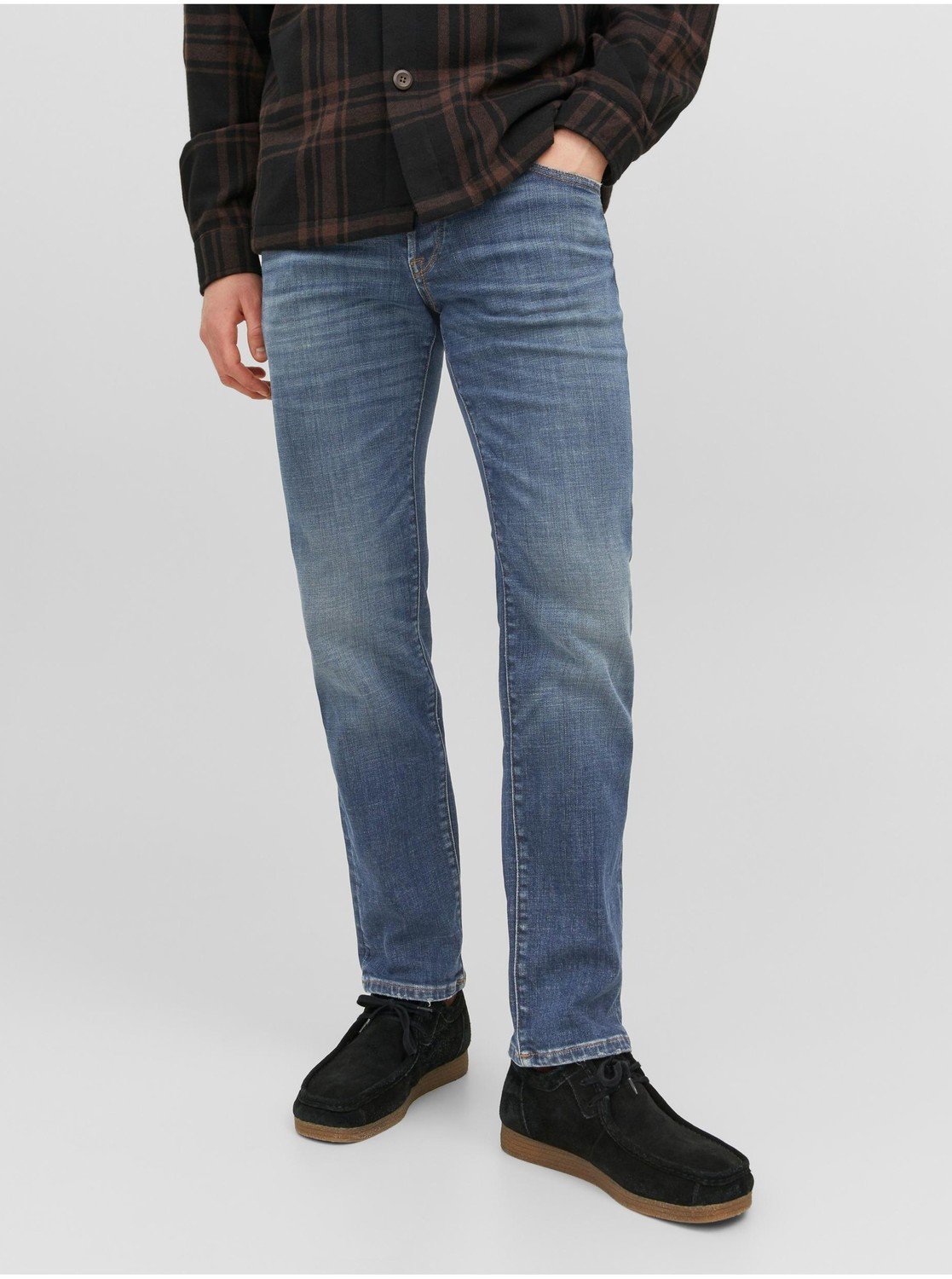 Modré pánské straight fit džíny Jack & Jones Tim - Pánské