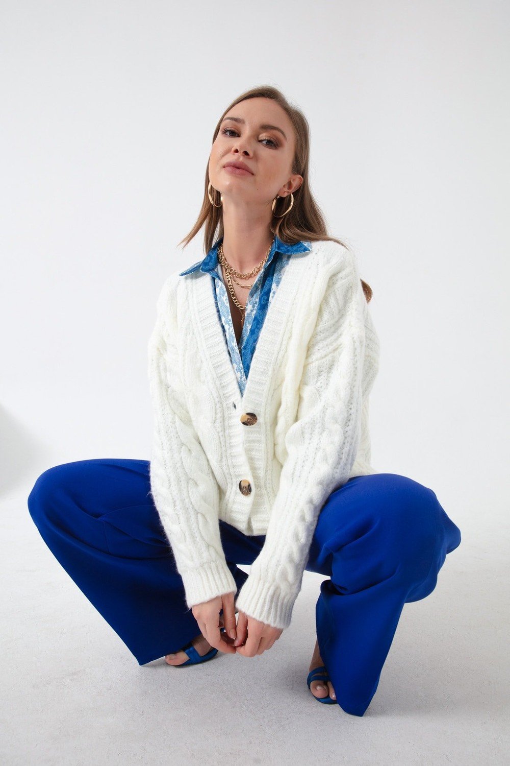 Lafaba Cardigan - White - Regular fit