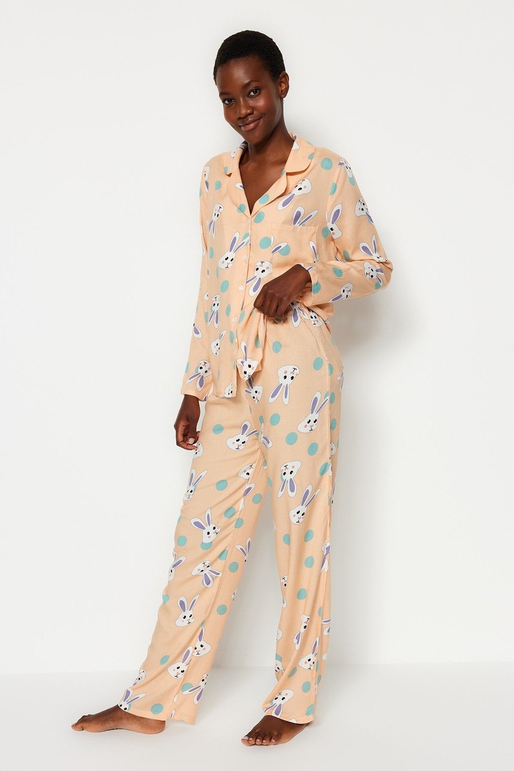 Trendyol Pajama Set - Pink - Slogan