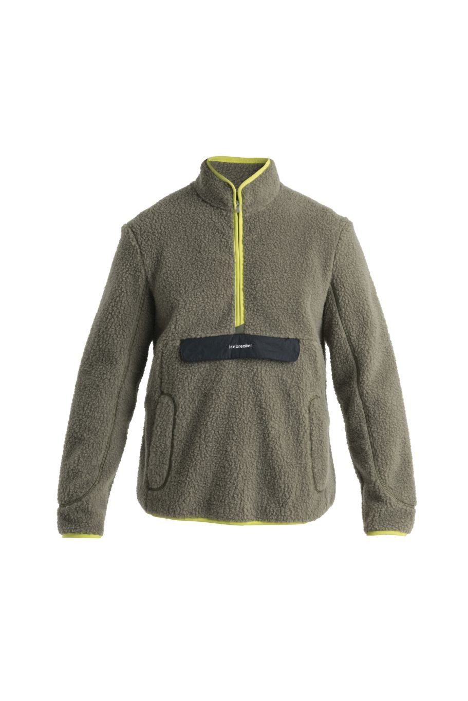 ICEBREAKER Mens ICL RealFleece High Pile LS Half Zip, Loden/Black/Bio Lime velikost: M