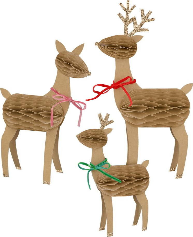 Vánoční figurky v sadě 3 ks Reindeer Family – Meri Meri