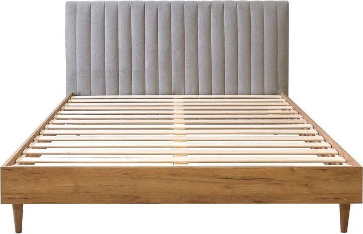 Světle šedá/přírodní dvoulůžková postel s roštem 160x200 cm Oceane – Bobochic Paris