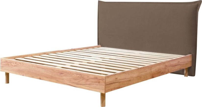 Hnědá/přírodní dvoulůžková postel s roštem 180x200 cm Charlie – Bobochic Paris