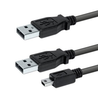 Logo USB kabel (2.0), 2x USB A samec - miniUSB samec, 0.6m, černý, blistr