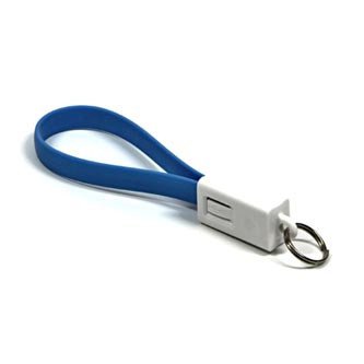 USB kabel (2.0), USB A samec - microUSB samec, 0.2m, modrý, klíčenka