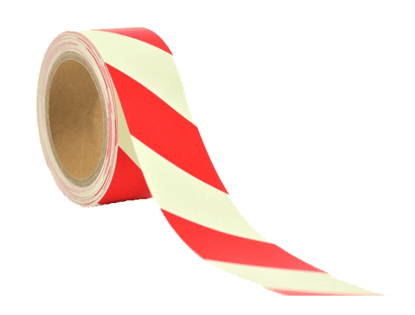 Výstražná šrafovaná páska - červenobílá fotoluminiscenční - 50 mm x 10 m - Kód: 15779