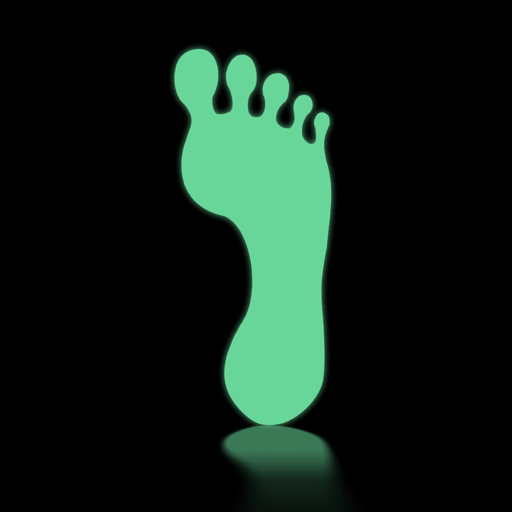 Samolepící protiskluzové fotoluminiscenční stopy Samolepící protiskluzová fotoluminiscenční pravá stopa (250 mm x 110 mm) kód: 24622