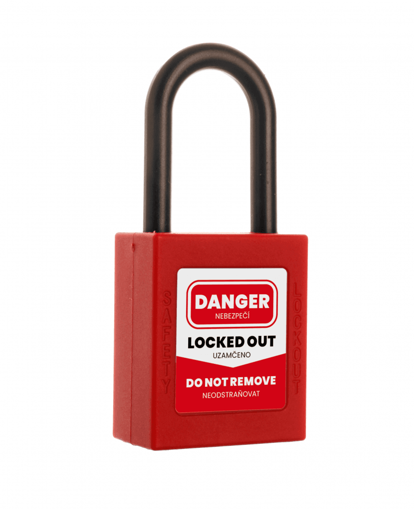 Bezpečnostní visací zámek, plastový červený, 38 mm - 2 klíče, LOCK OUT - TAG OUT Bezpečnostní visací zámek plastový červený, 38 mm - 2 klíče, LOCK OUT-TAG OUT, Kód: 26635