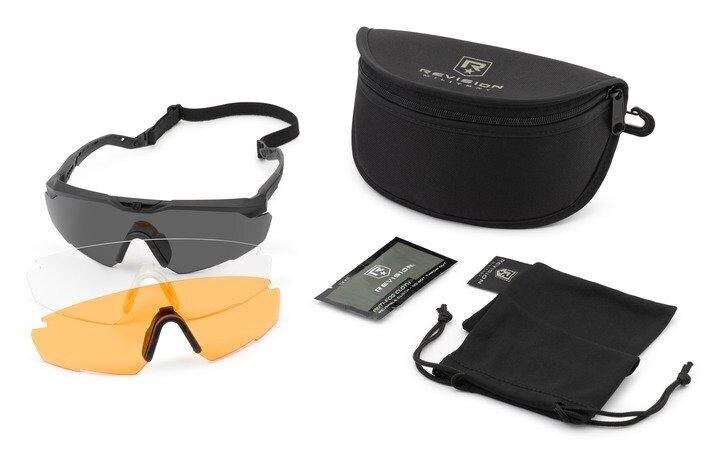 Brýle Sawfly R3 MaxWrap Shooters' Kit Revision®, 3 skla – Čiré + Kouřově šedé + Kontrastní červené, Černá (Barva: Černá, Čočky: Čiré + Kouřově šedé +