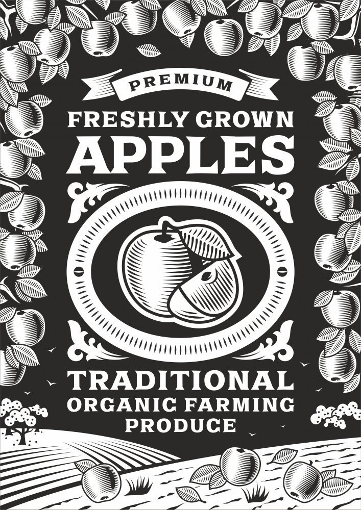 Obrázek svítící ve tmě - Motiv Čerstvě vypěstovaná jablka Formát A4 - Kód: 04944