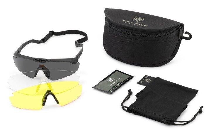 Brýle Sawfly R3 MaxWrap Deluxe Revision®, 3 skla – Čiré + Kouřově šedé + Kontrastní žluté, Černá (Barva: Černá, Čočky: Čiré + Kouřově šedé + Kontrastn