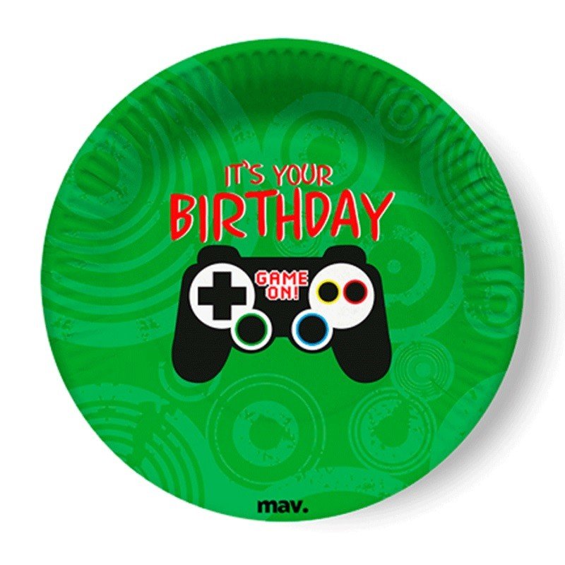 Talířky papírové Game Controller 18 cm 8 ks