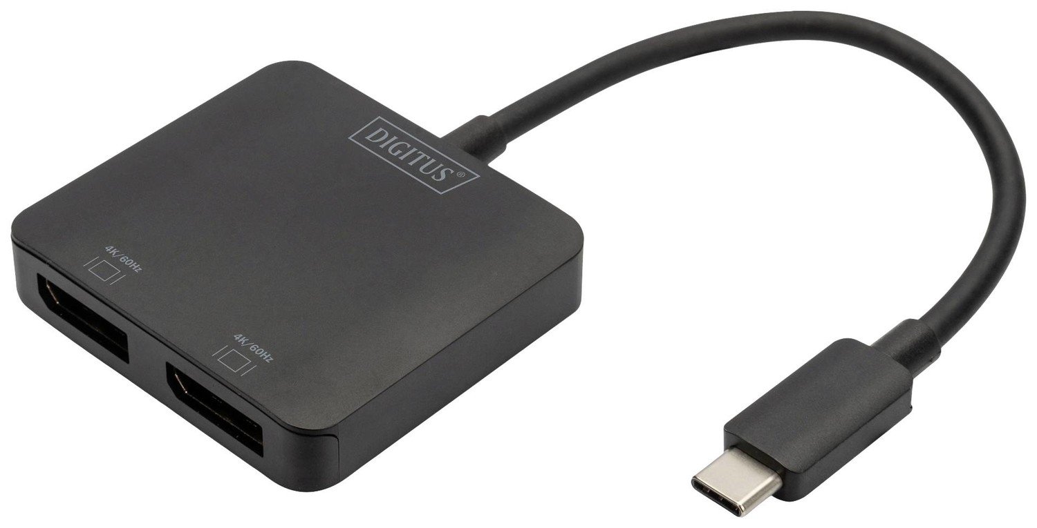 Digitus DS-45339 DisplayPort / USB-C® adaptér [1x USB-C® - 2x zásuvka DisplayPort] černá podpora HDMI, High Speed HDMI, Ultra HD (4K) HDMI, DisplayPort 1.2