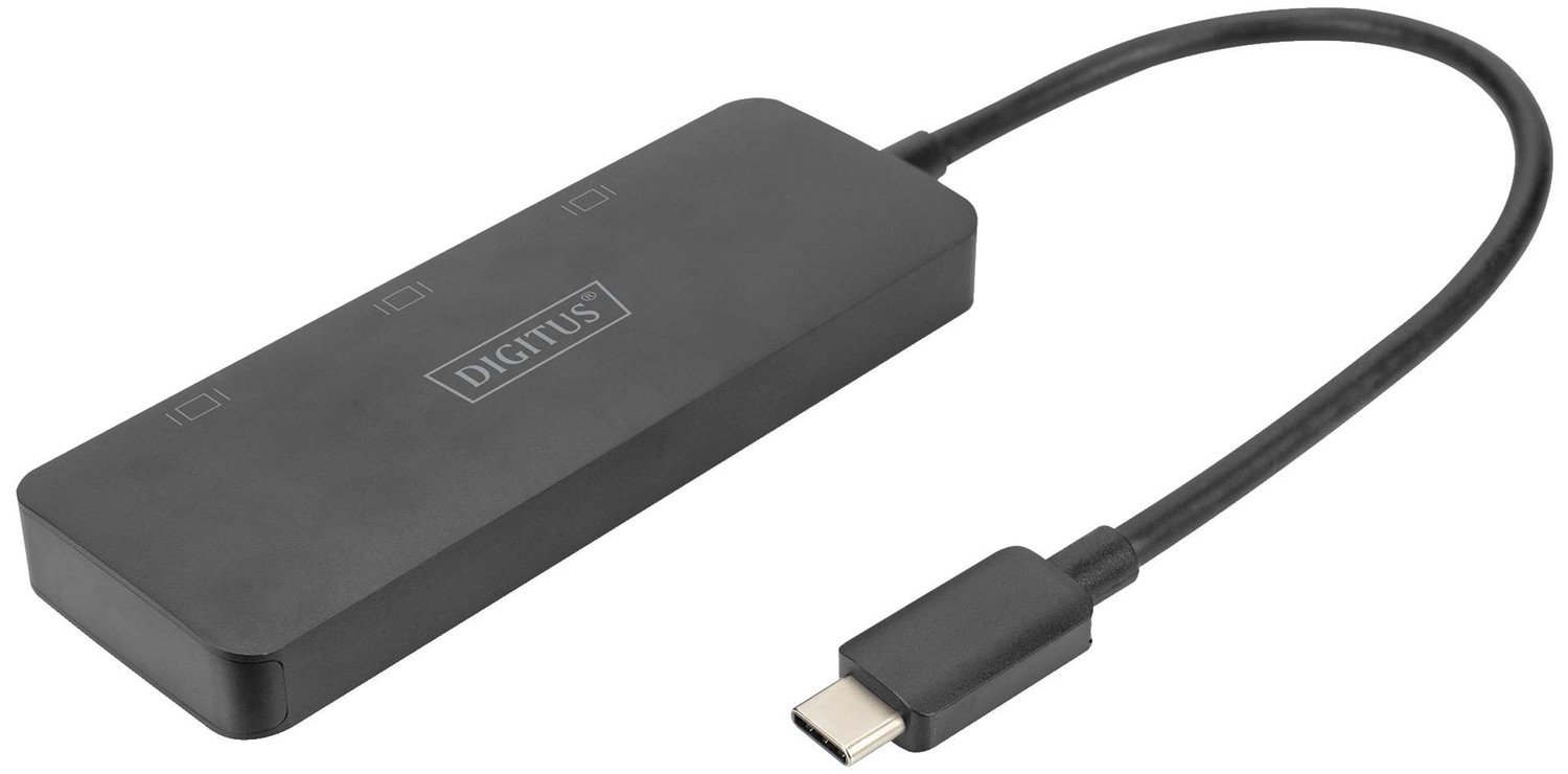 Digitus DS-45333 HDMI / USB-C® adaptér [1x USB-C® - 3x HDMI zásuvka] černá podpora HDMI, High Speed HDMI, bez nabíjecí zásuvky, Ultra HD (4K) HDMI