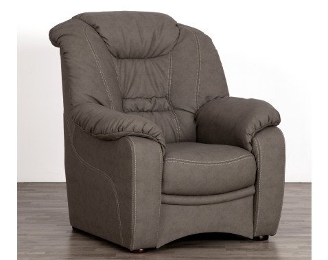 Křeslo Elvis, hnědá látka v optice kůže