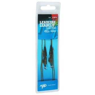 Giants fishing Montáž s olověnou šňůrkou Leadcore 45Lb Leadclip (2ks) 60cm|Camo Weed