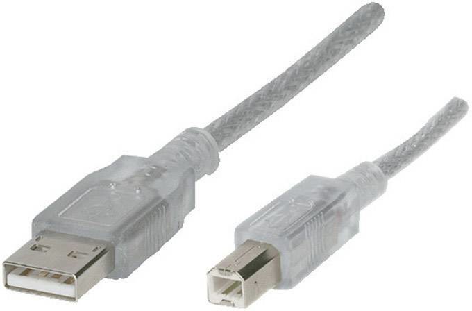 Renkforce USB kabel USB 2.0 USB-A zástrčka, USB-B zástrčka 1.80 m průhledná RF-4538144