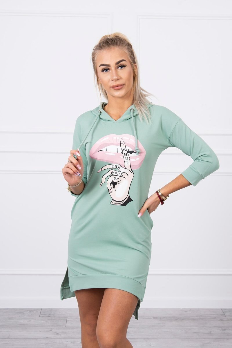 Kesi Dámské mikinové šaty Essylott tmavá mátová Univerzální