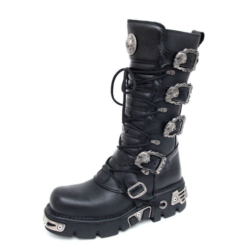 boty kožené dámské - 5-Buckle Boots (402-S1) Black - NEW ROCK - M.402-S1 36