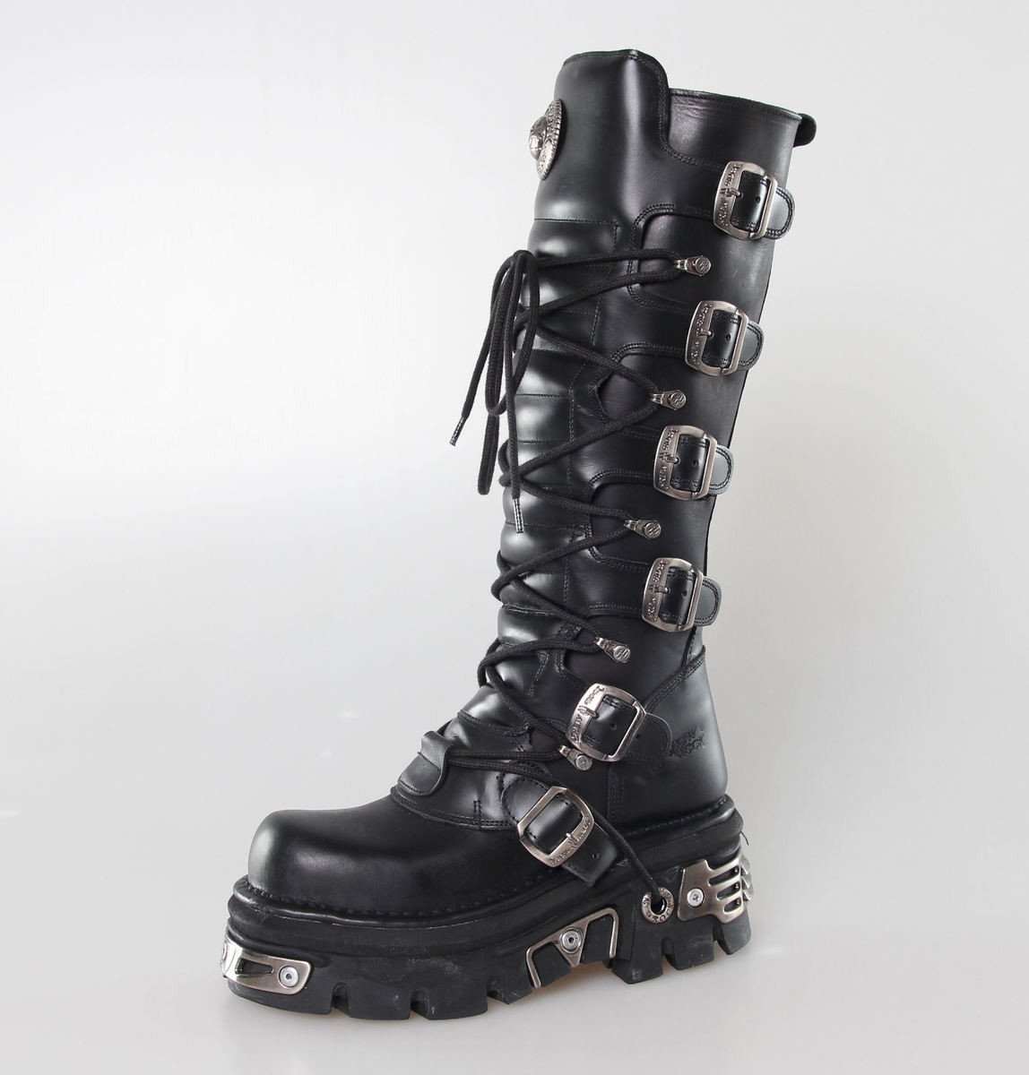 boty kožené dámské - 6-Buckle Boots (272-S1) Black - NEW ROCK - M.272-S1 36