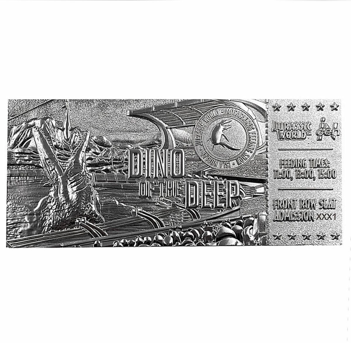 dekorace Jurský svět - Replica Mosasaurus Ticket - silver plated