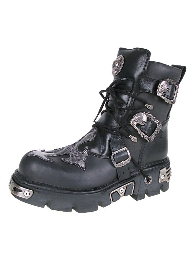 boty kožené dámské - Cross Shoes (407-S1) Black-Grey - NEW ROCK - M.407-S1 36