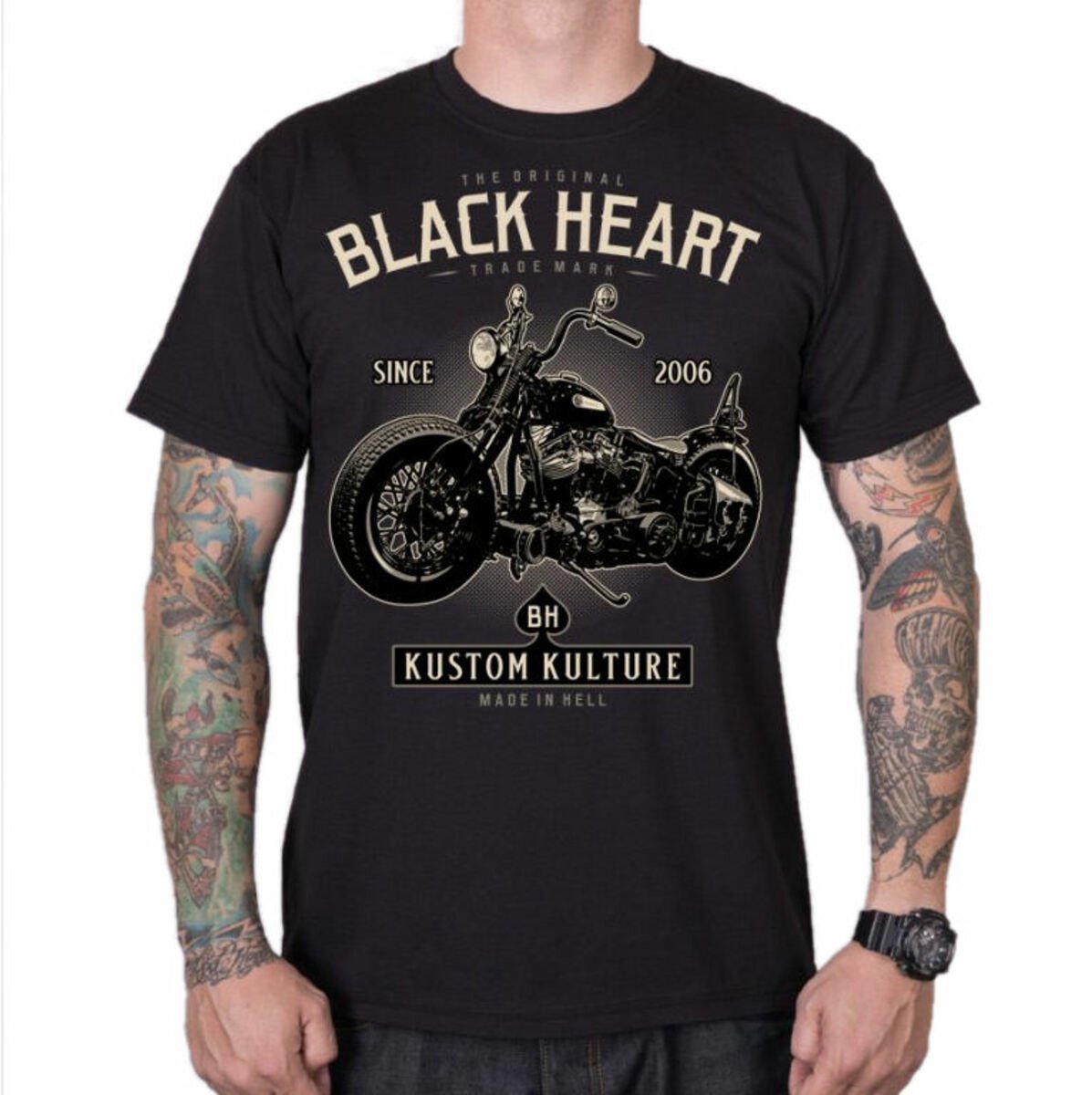 tričko - MOTORCYCLE - BLACK HEART - 8294 M