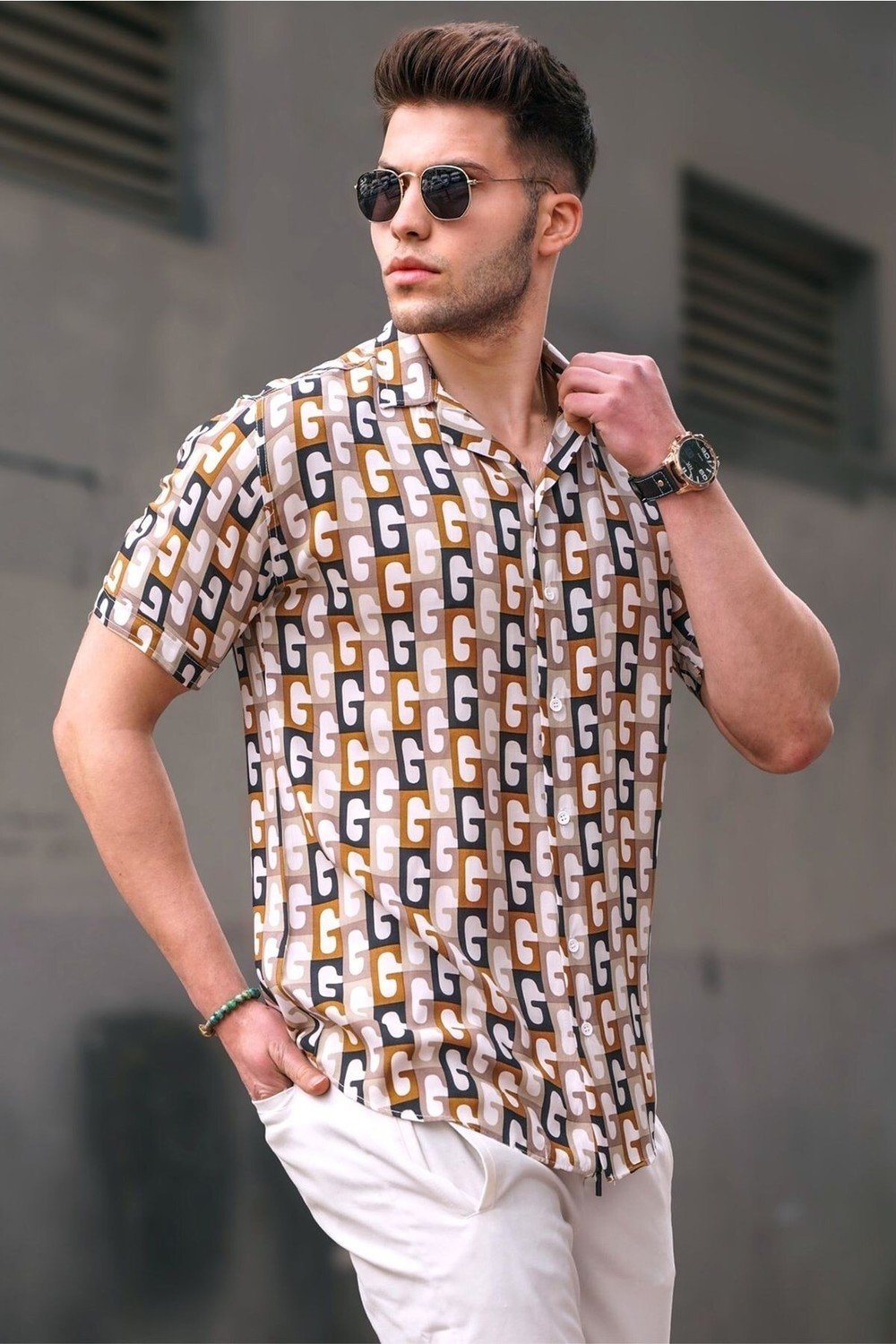 Madmext Shirt - Brown - Regular fit