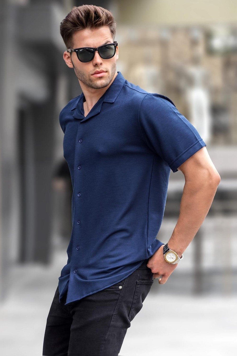 Madmext Shirt - Dark blue - Regular fit