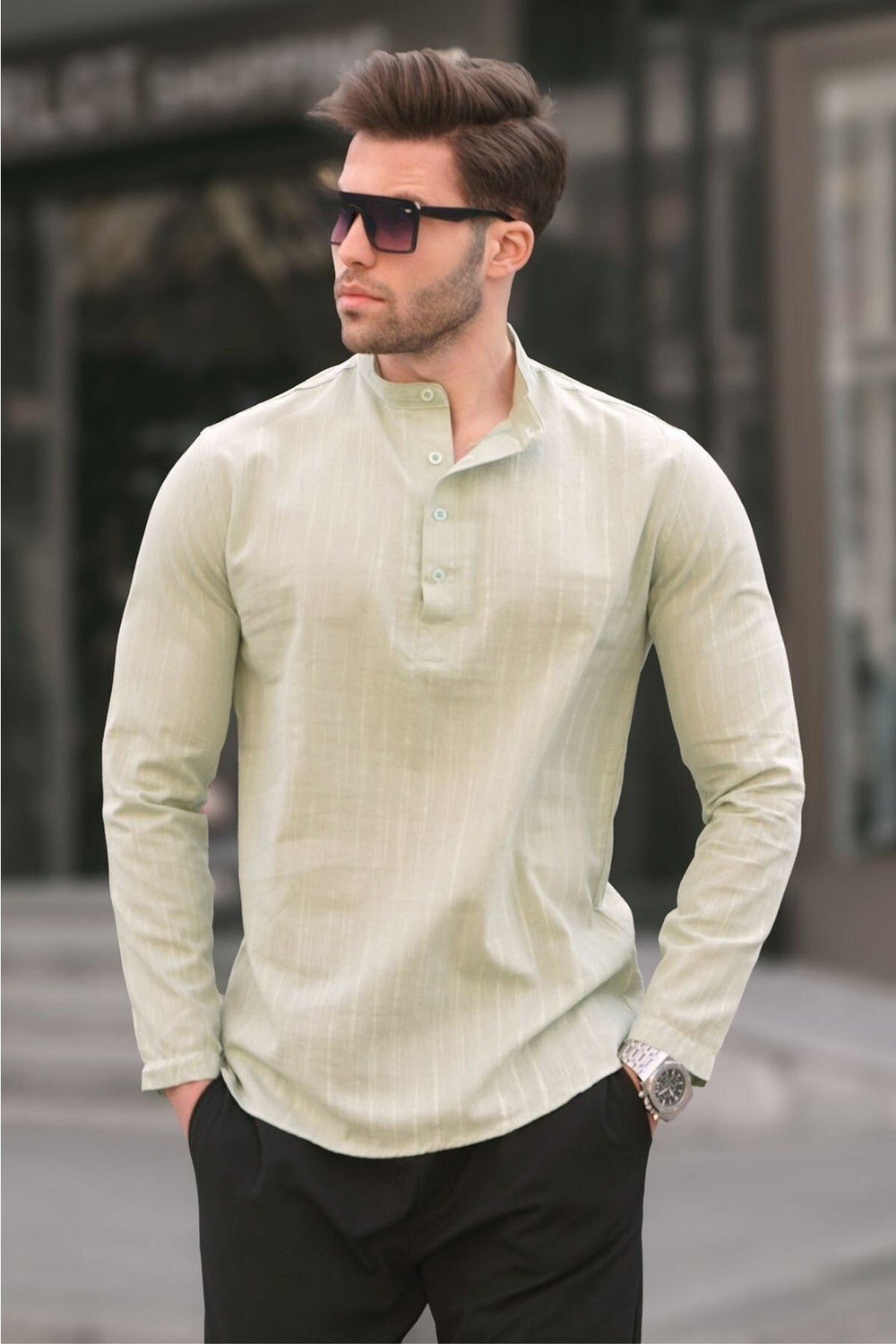 Madmext Shirt - Green - Fitted