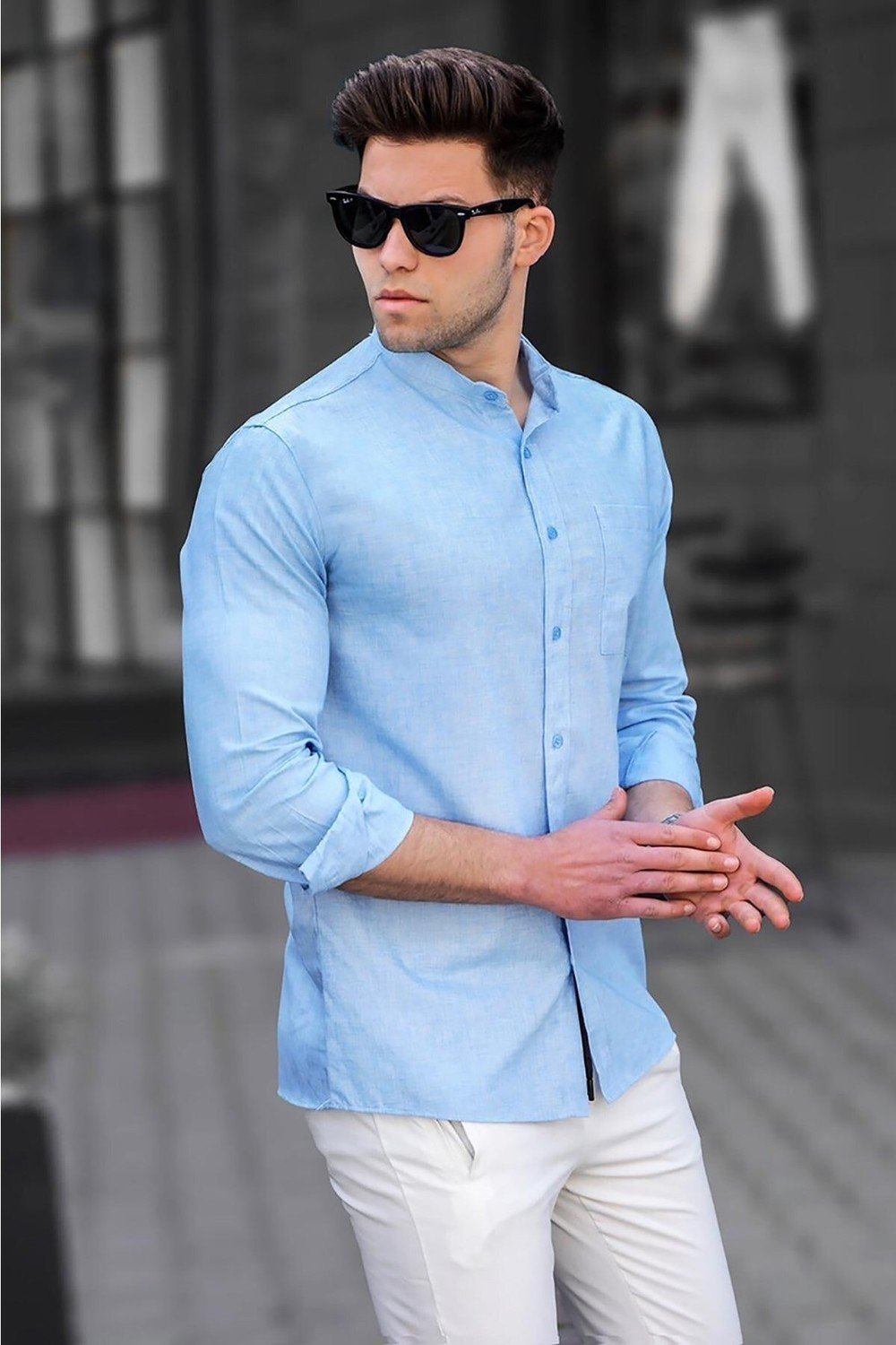 Madmext Shirt - Blue - Fitted