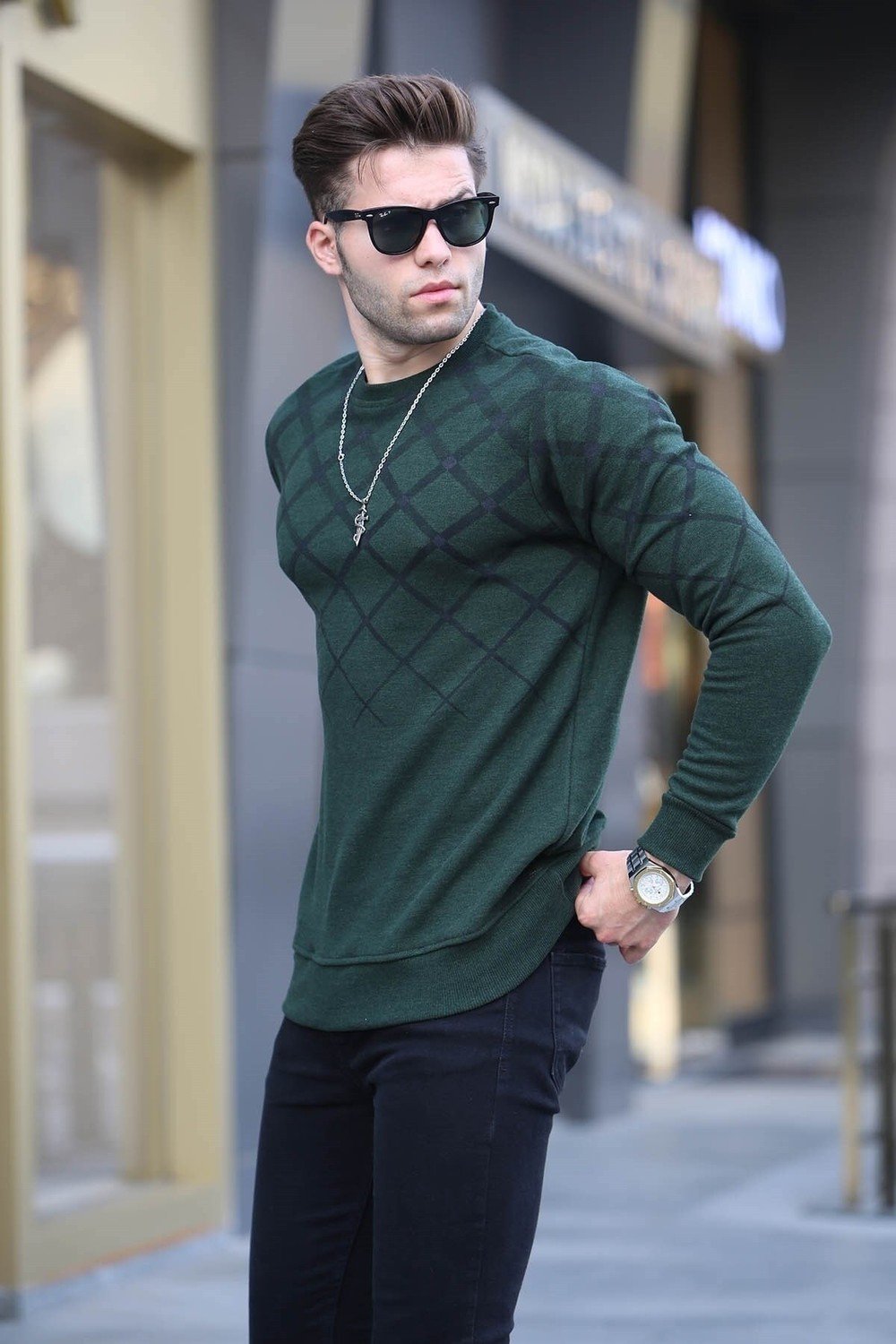 Madmext Sweater - Green - Regular fit