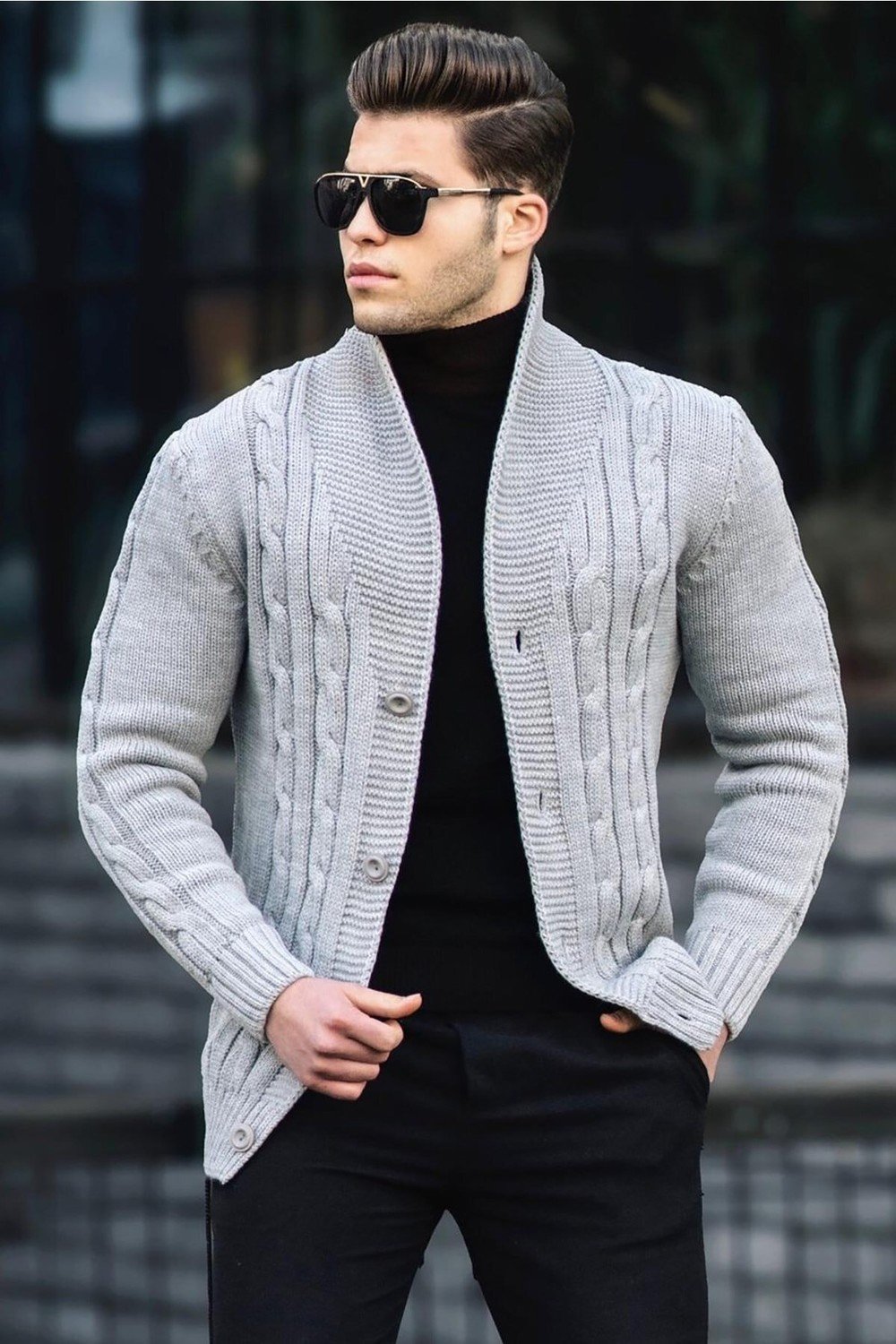 Madmext Cardigan - Gray - Regular fit