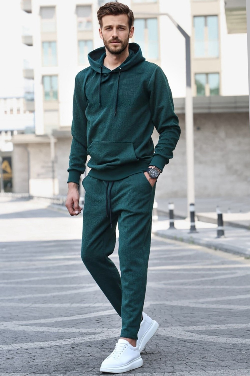 Madmext Sports Sweatsuit Set - Green - Relaxed fit