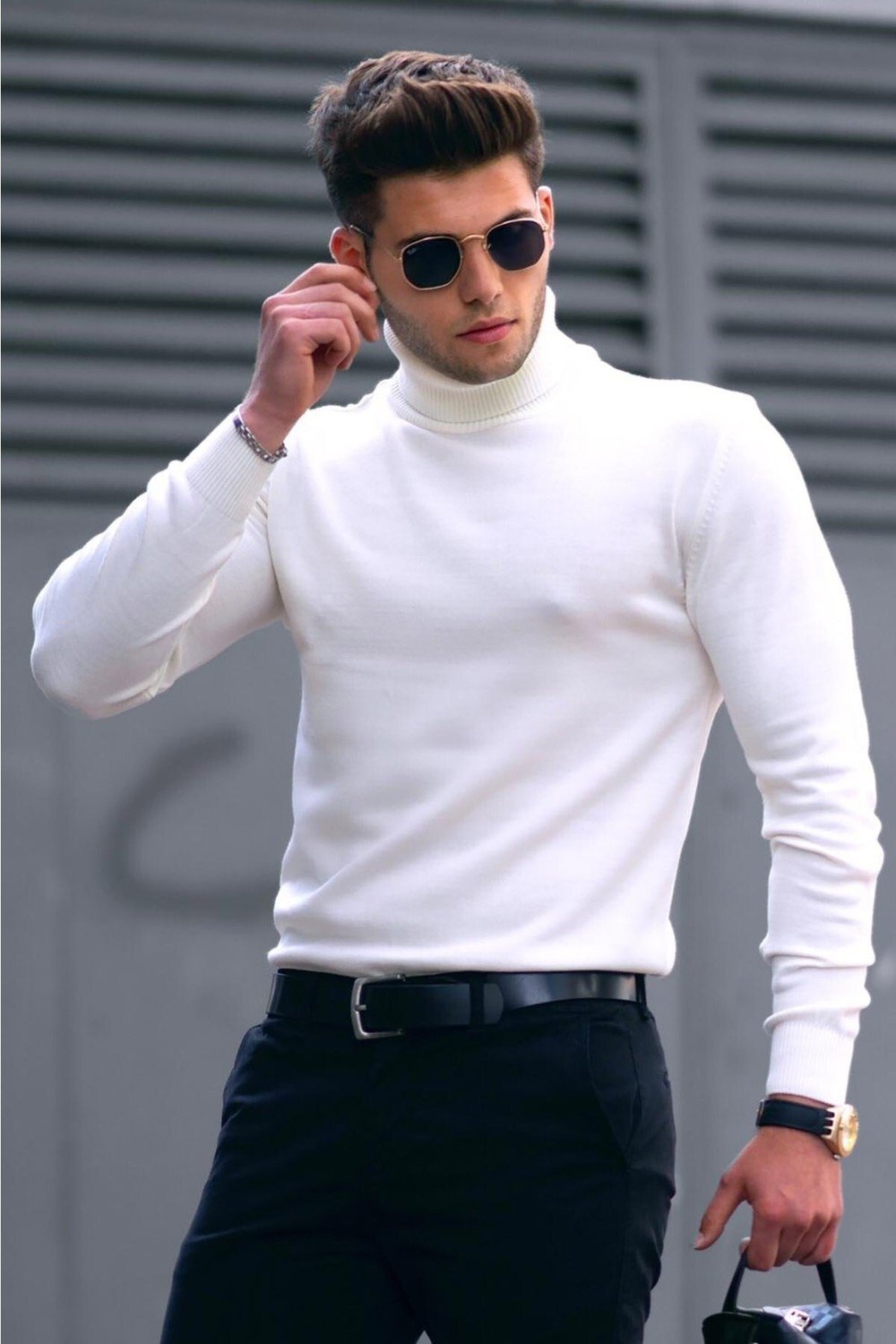 Madmext Sweater - White - Fitted