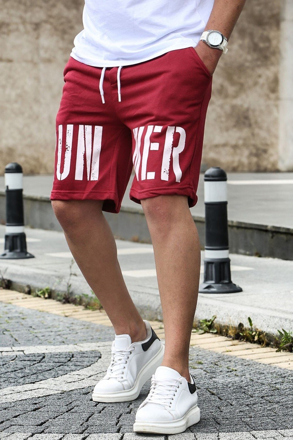 Madmext Shorts - Burgundy - Normal Waist