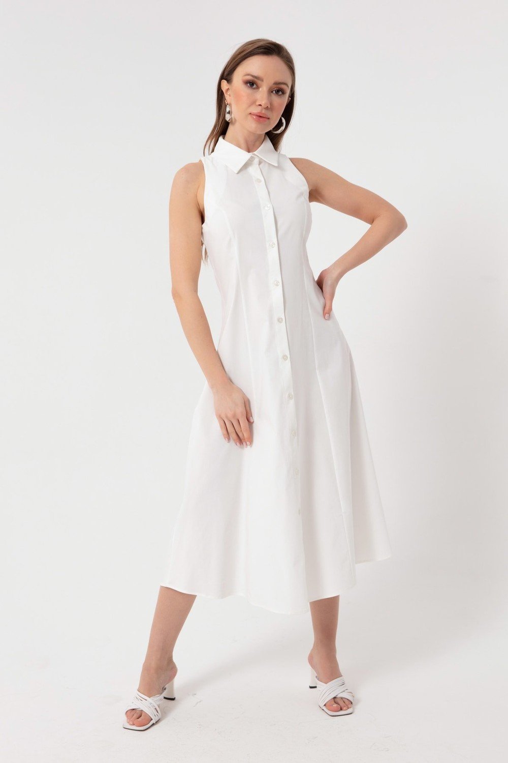Lafaba Dress - White - Shirt dress
