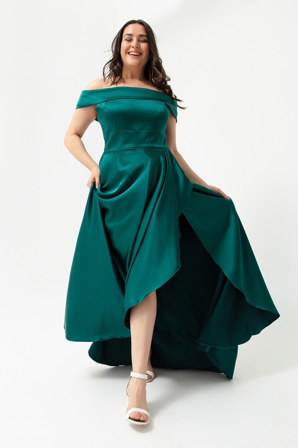 Lafaba Plus Size Evening Dress - Green - A-line