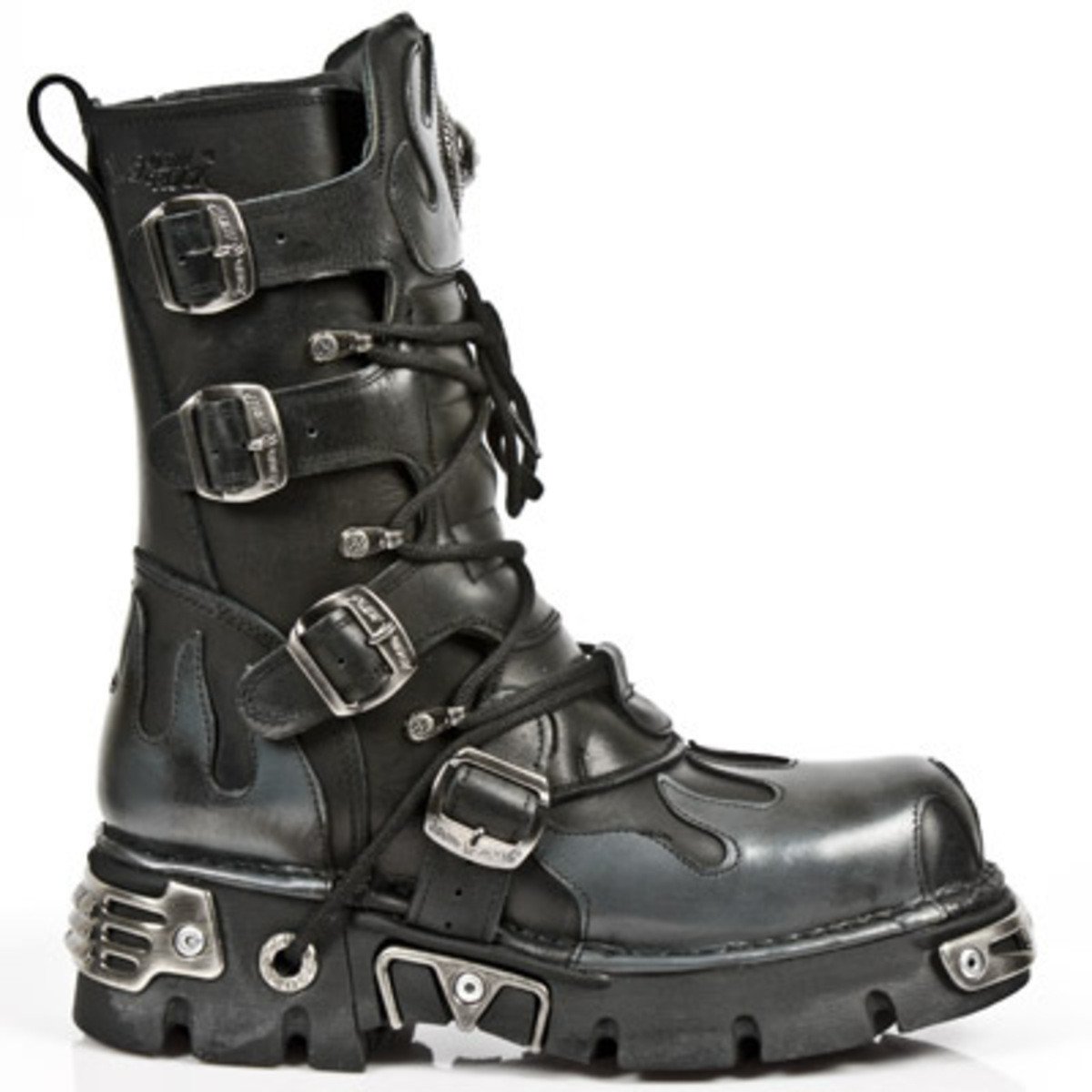 boty kožené dámské - Flame Boots (591-S2) Black-Grey - NEW ROCK - M.591-S2 36