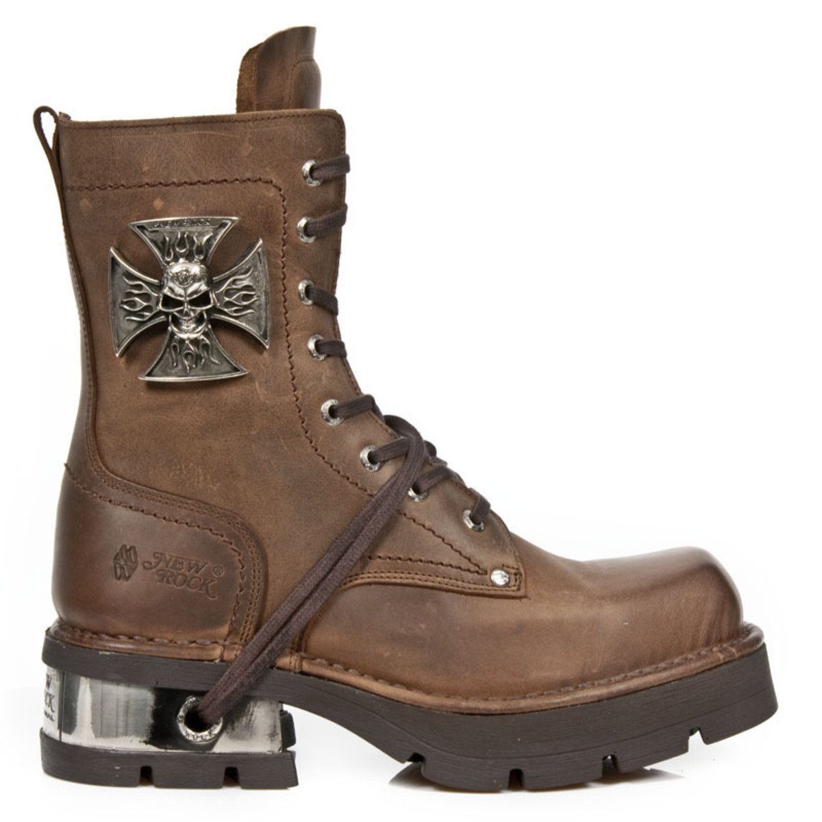 boty kožené dámské - VENTURE AVIADOR MARRON M3 ACERO ORIF - NEW ROCK - M.1623-S2 39