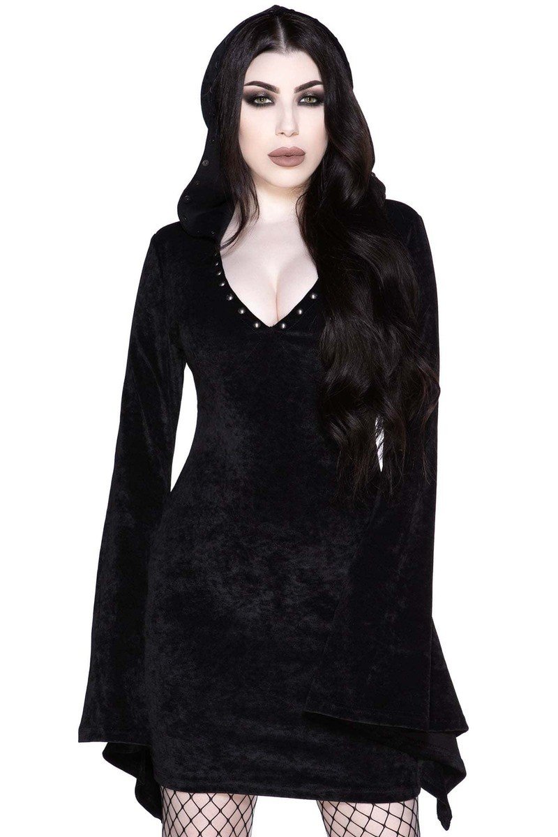 šaty dámské KILLSTAR - Forbidden Studded - Black L