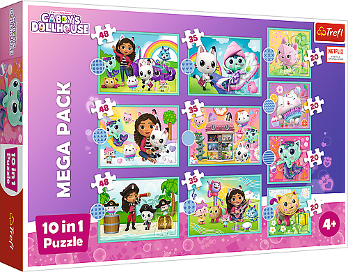 Puzzle 10v1 Ve světě Gabby/Universal Gabby's v krabici 40x27x6cm - Trefl