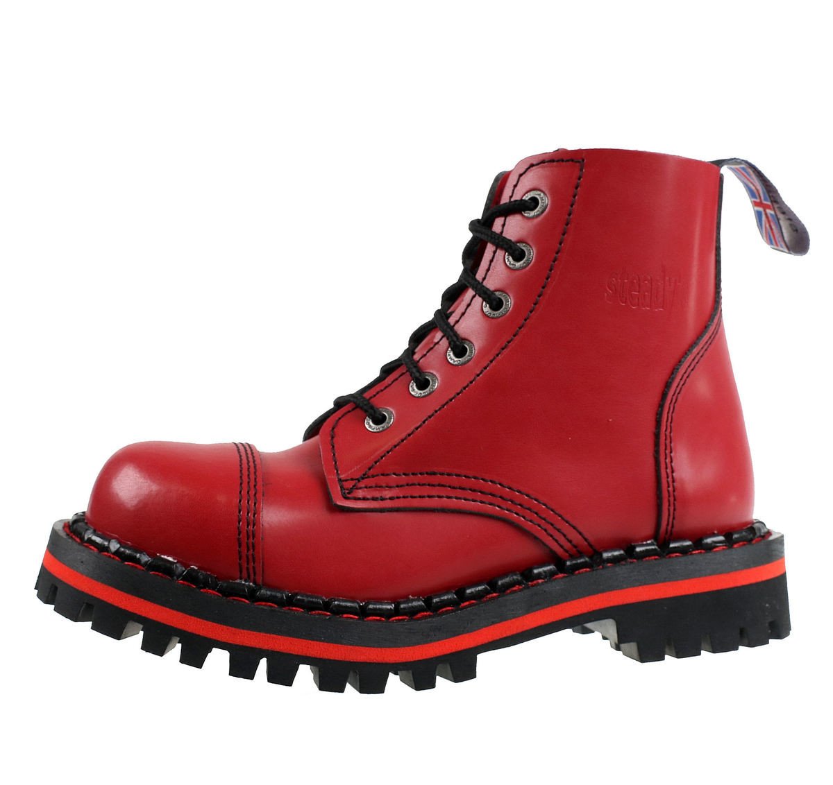 boty kožené unisex - 6 dírkové - STEADY'S - STE/6/PAS_red 36