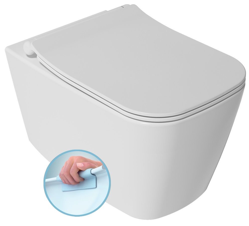 Isvea VEA závěsná WC mísa Rimless, 34,5x52cm, bílá