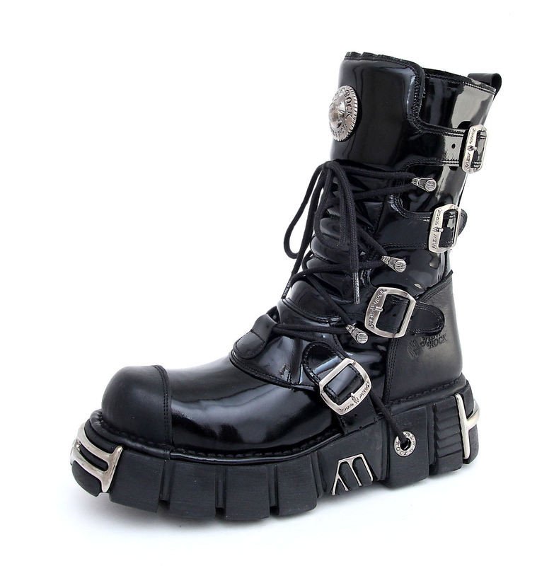 boty kožené dámské - Bizarre Boots (313-S1) Black - NEW ROCK - M.313-S1 36